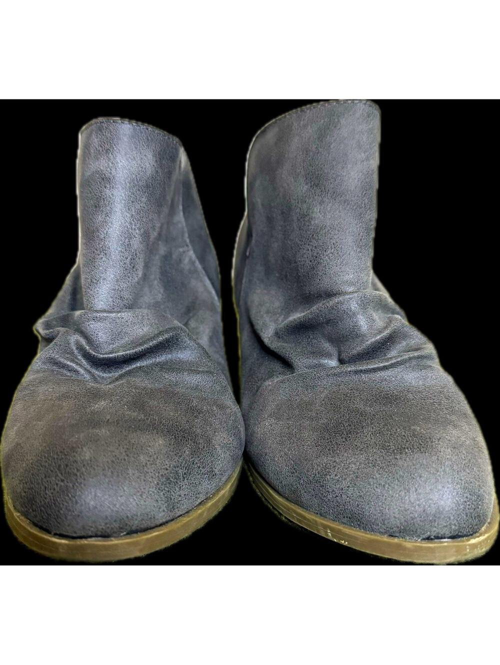 Report Clarice Women's Gray Faux Leather Ankle Bootie Round Toe Block Heel 8W